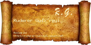 Ruderer Györgyi névjegykártya